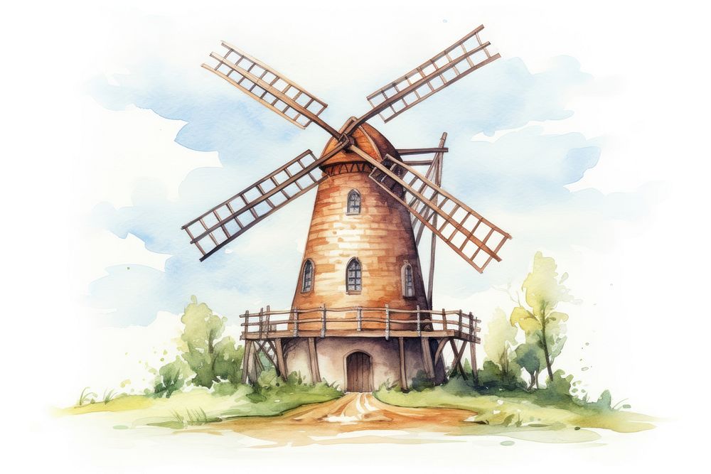 Windmill outdoors architecture watermill.