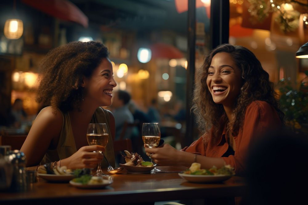 Restaurant smiling dinner women. AI generated Image by rawpixel.