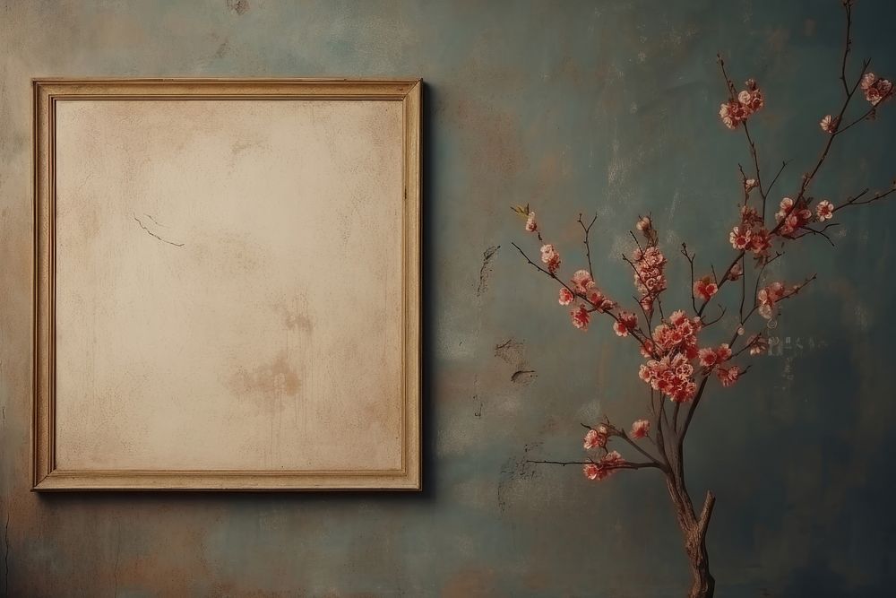 Painting flower wall branch. AI generated Image by rawpixel.