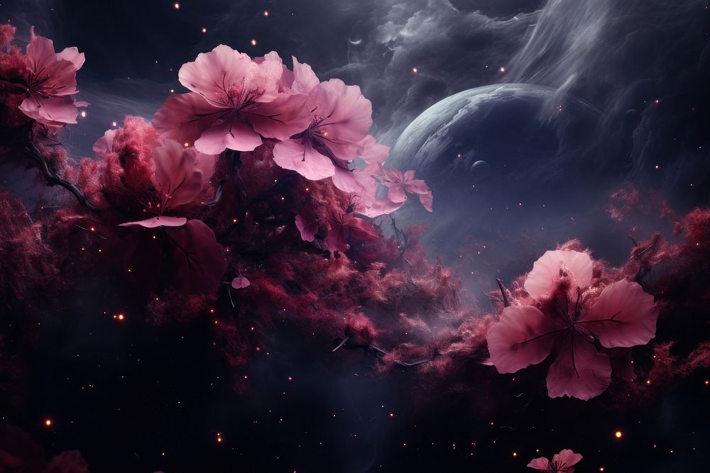 Space astronomy flower nebula. AI generated Image by rawpixel.