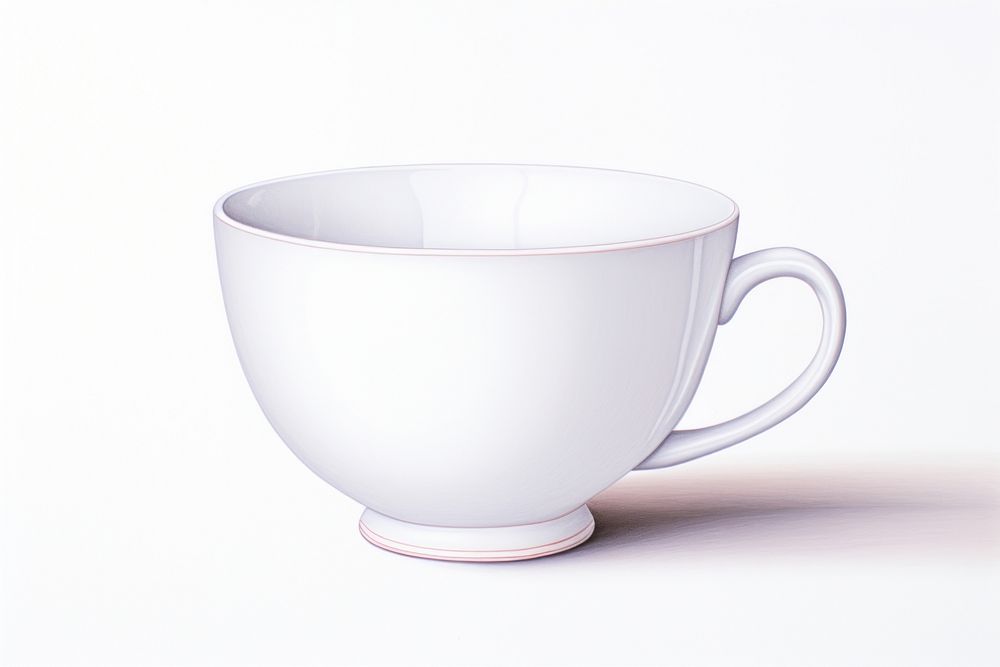 Cup porcelain drink mug, digital paint illustration. AI generated image
