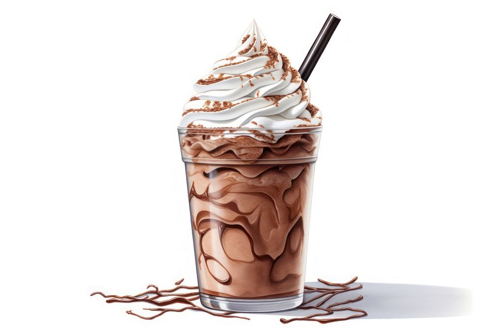 Cream chocolate smoothie dessert, digital paint illustration. AI generated image