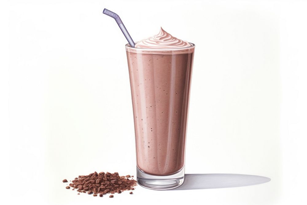 Smoothie milkshake chocolate drink, digital paint illustration. AI generated image