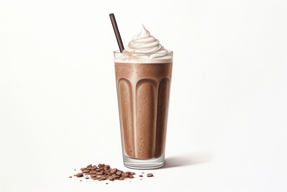 Smoothie milkshake chocolate dessert, digital paint illustration. AI generated image