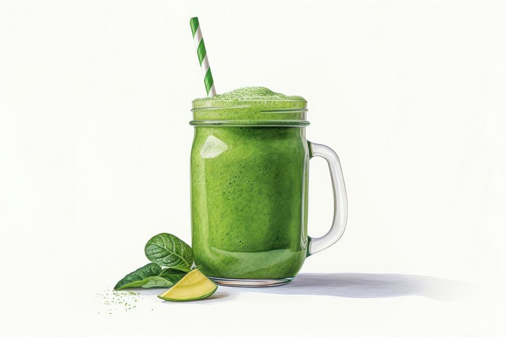 Smoothie drink juice fruit, digital paint illustration. AI generated image