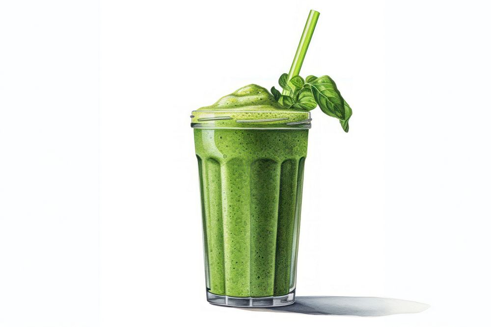 Smoothie drink juice green, digital paint illustration. AI generated image