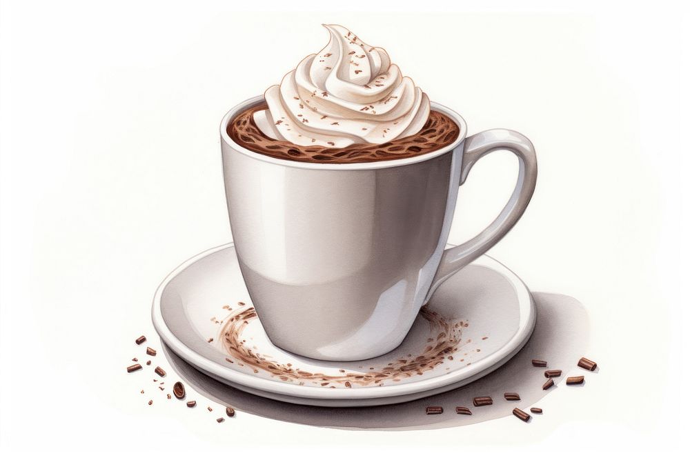 Chocolate dessert coffee drink, digital paint illustration. AI generated image