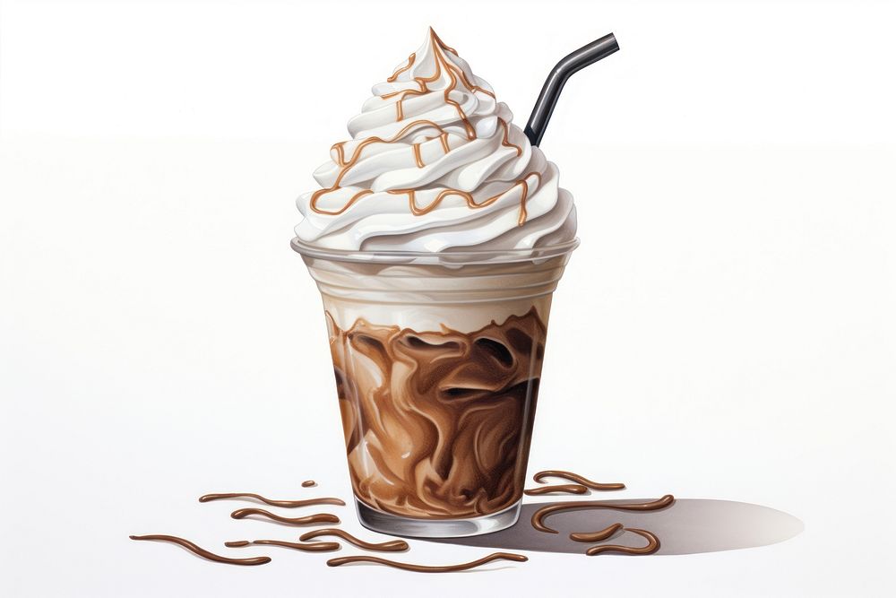 Cream milkshake chocolate dessert, digital paint illustration. AI generated image