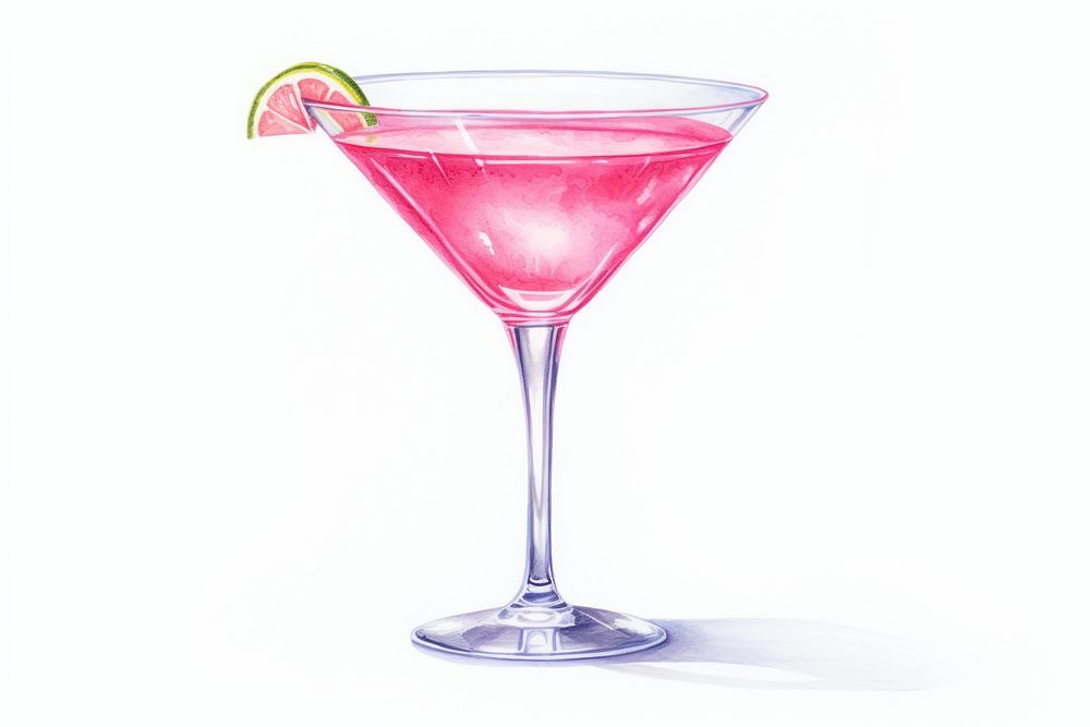 Cocktail cosmopolitan martini drink, digital paint illustration. AI generated image