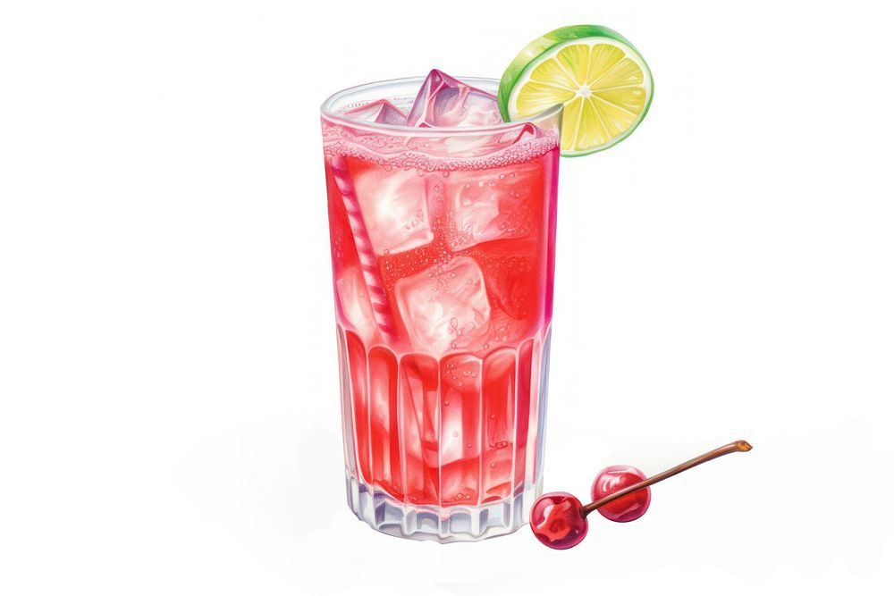 Drink cocktail fruit juice, digital paint illustration. AI generated image