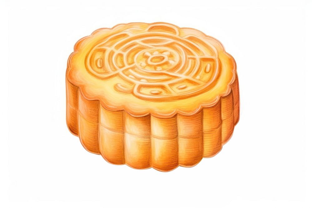 Mooncake dessert, digital paint illustration.