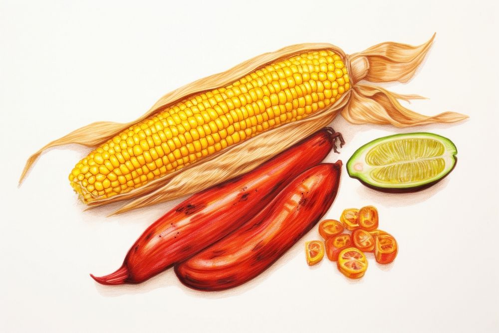 Food fruit plant corn, digital paint illustration. AI generated image