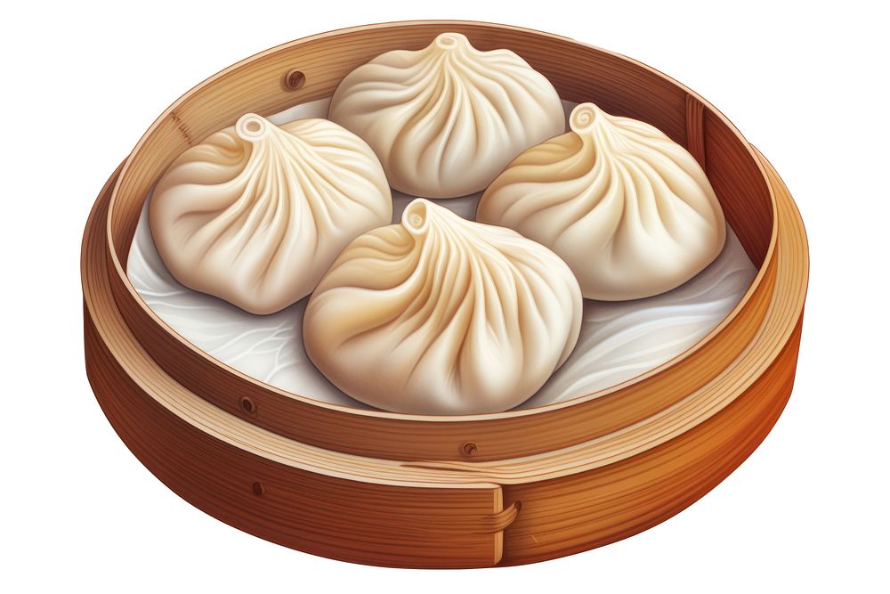 Xiaolongbao dumpling food ingredient, digital paint illustration.