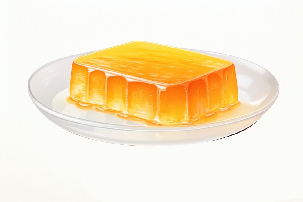 Food plate jelly dish, digital paint illustration. AI generated image