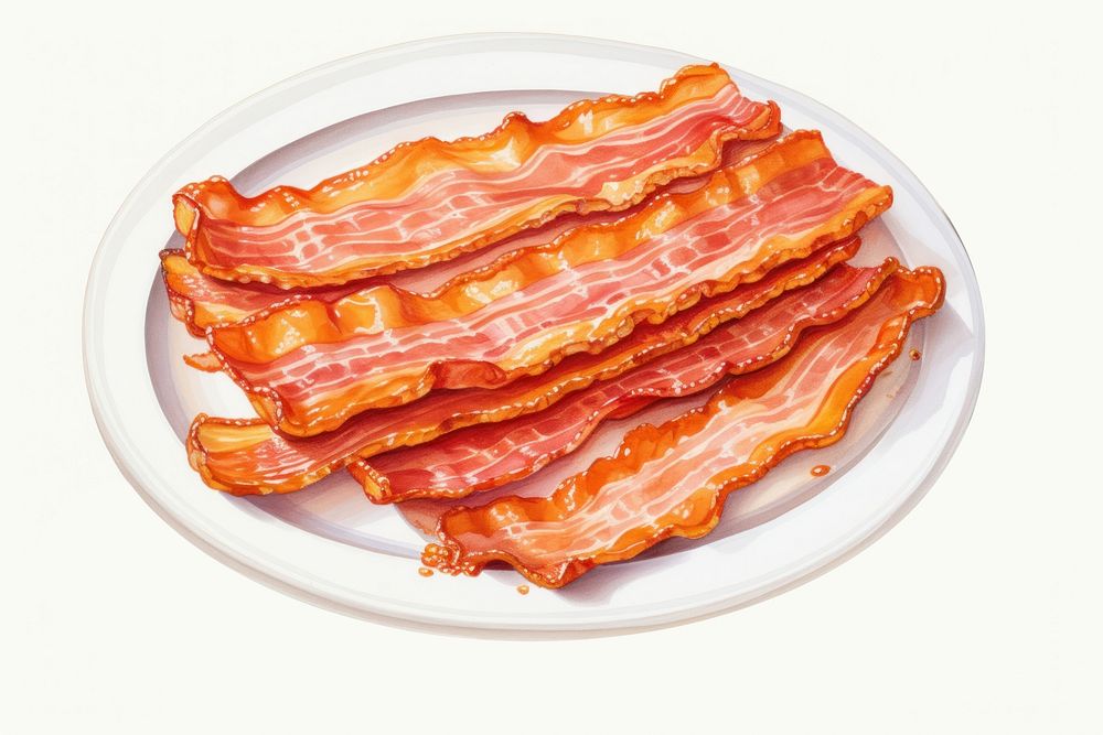 Bacon meat food pork, digital paint illustration. AI generated image