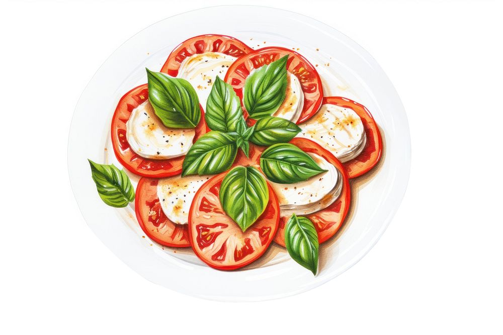 Dish plate food meal, digital paint illustration. AI generated image