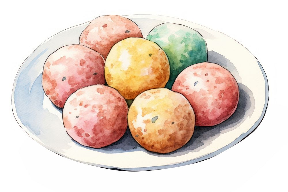 Food plate dish egg, digital paint illustration. AI generated image