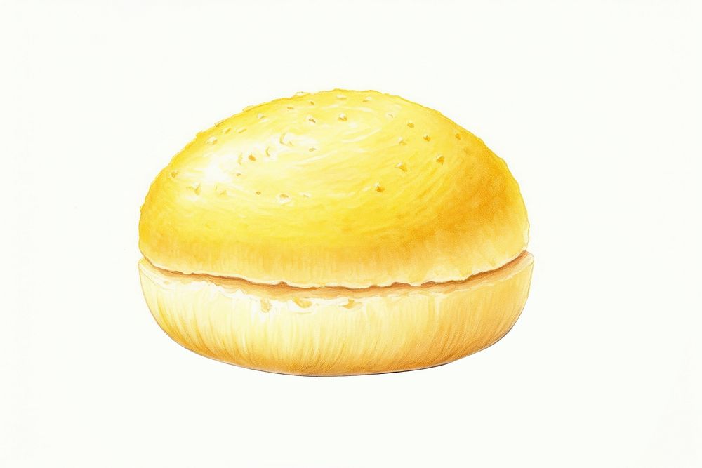 Food bread bun white background, digital paint illustration. AI generated image