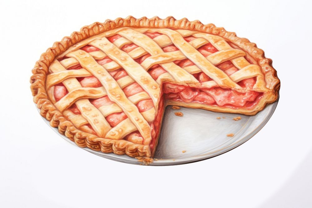 Pie dessert food tart, digital paint illustration. AI generated image