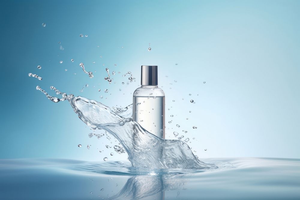 Cosmetics splashing perfume bottle. AI generated Image by rawpixel.