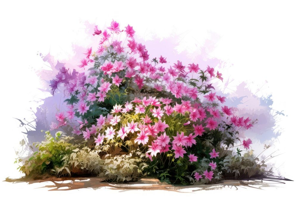 Flower outdoors painting blossom. AI generated Image by rawpixel.