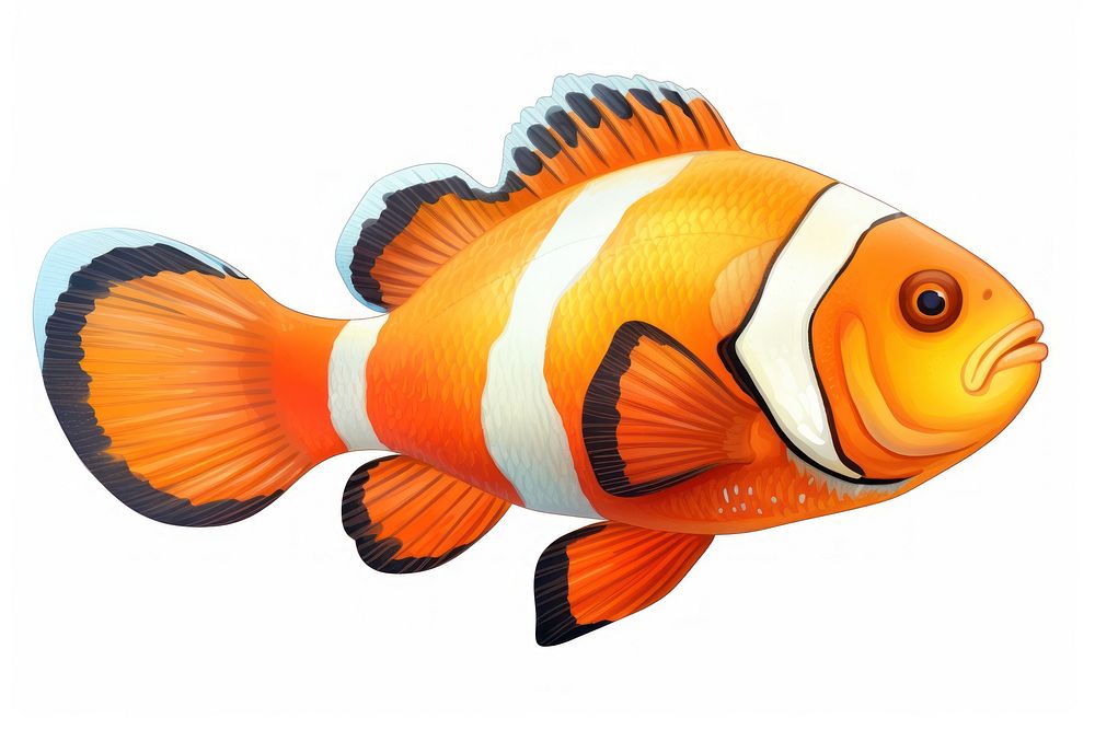 Fish animal white background, digital paint illustration. AI generated image