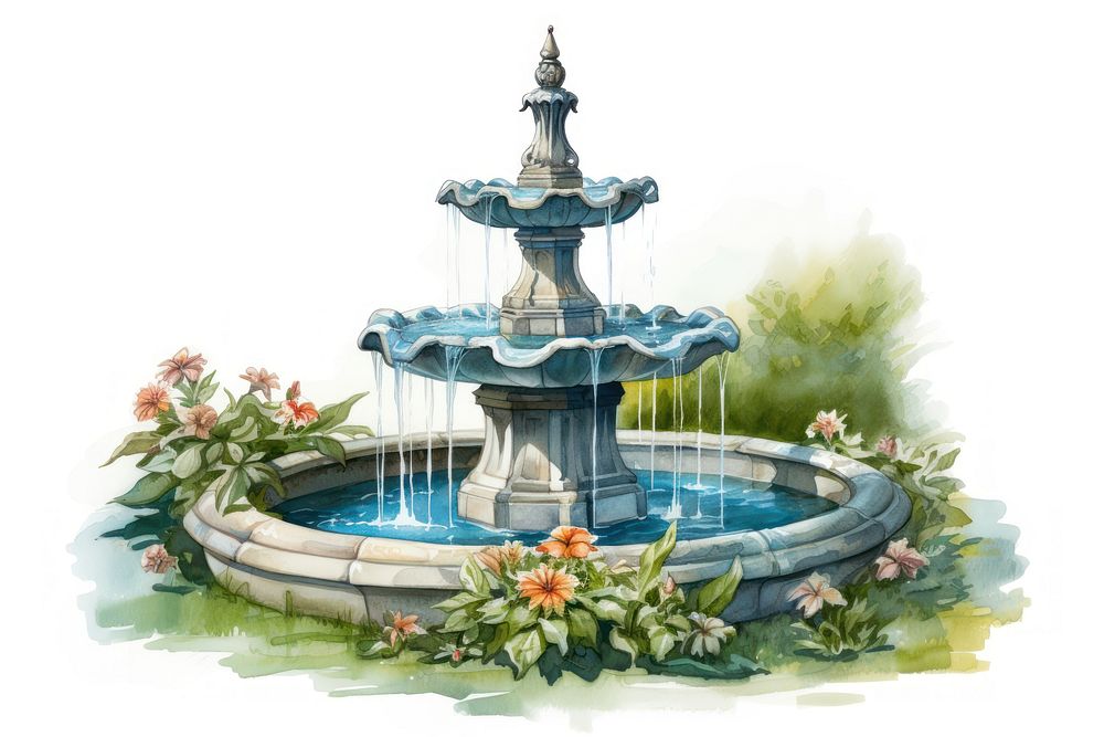 Fountain architecture garden creativity. AI generated Image by rawpixel.