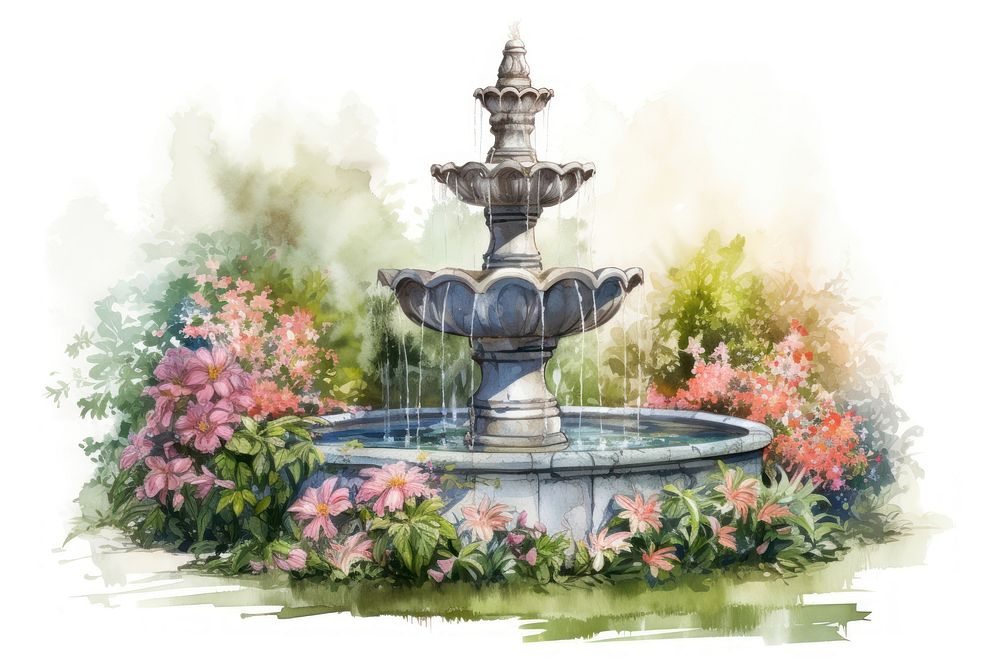 Fountain garden architecture outdoors. AI generated Image by rawpixel.