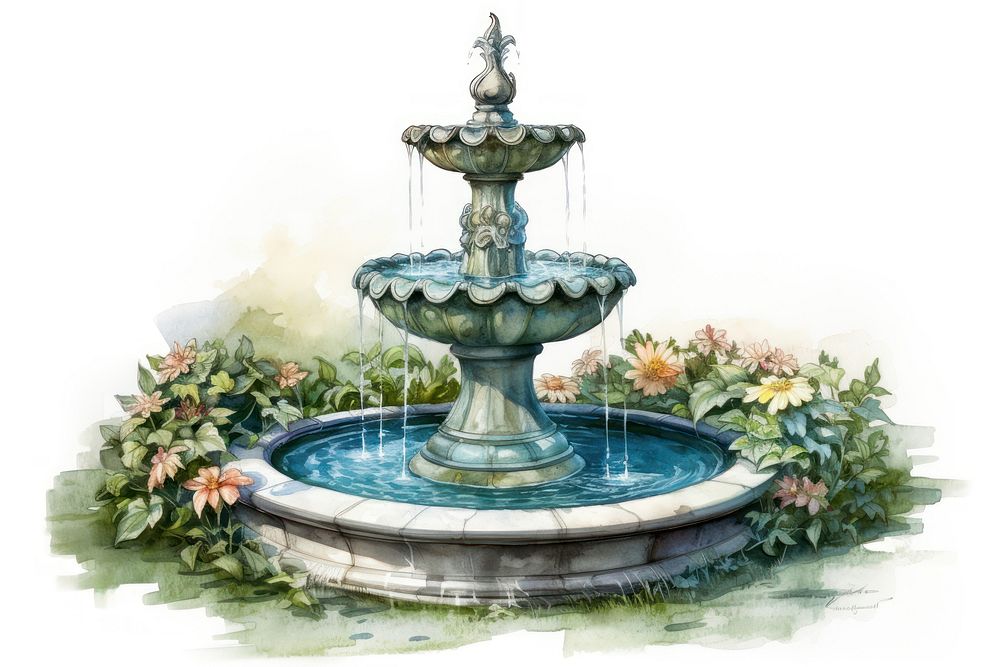 Fountain garden architecture creativity. AI generated Image by rawpixel.