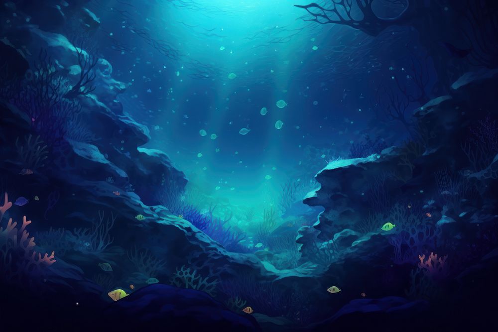 Sea underwater outdoors nature, digital paint illustration. AI generated image