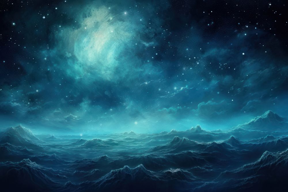 Sea backgrounds astronomy nature, digital paint illustration. AI generated image