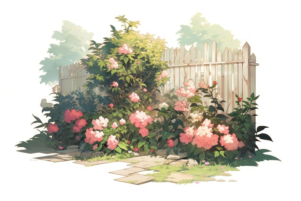 Garden outdoors backyard painting. AI generated Image by rawpixel.