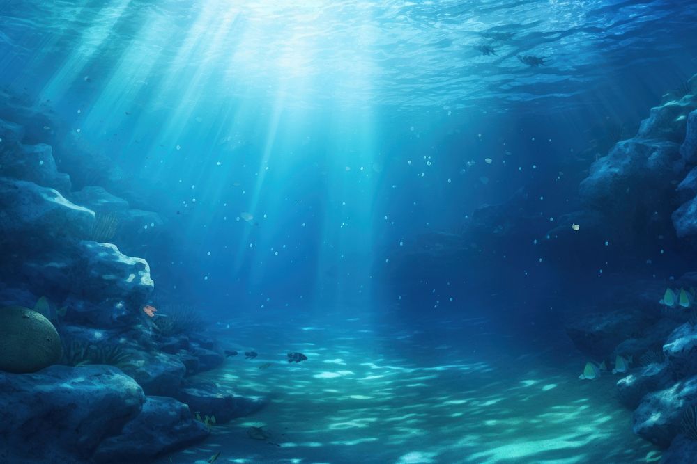 Fish sea underwater outdoors, digital paint illustration. AI generated image