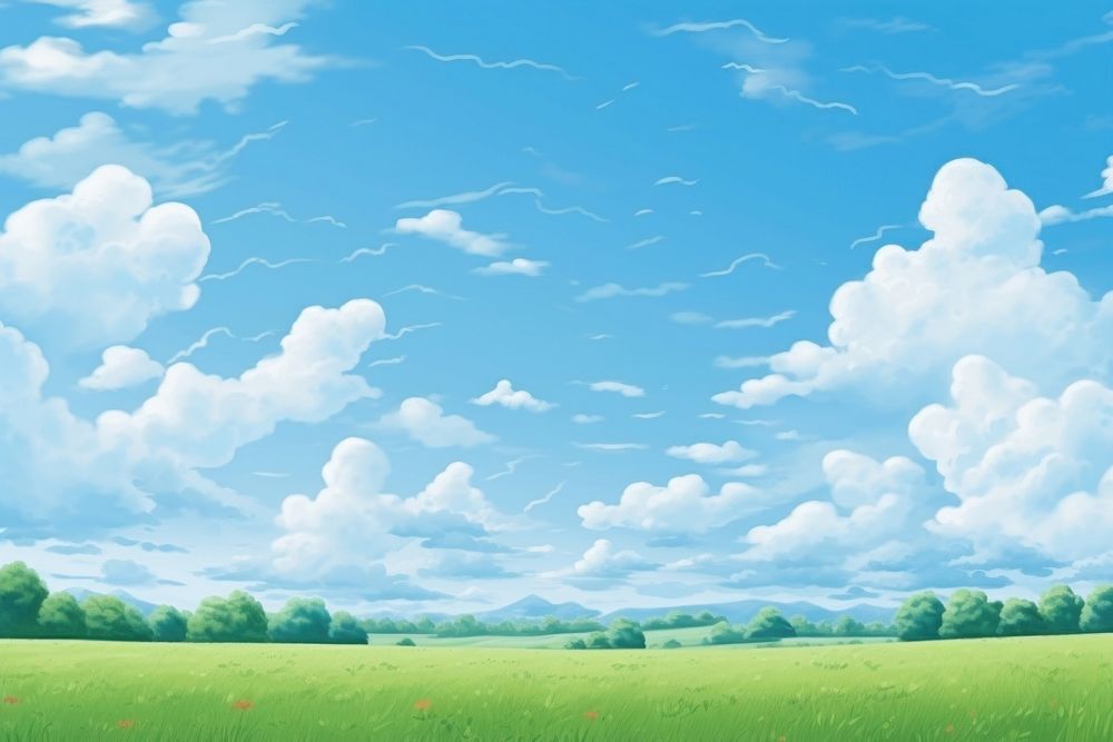 Cloud sky backgrounds landscape, digital paint illustration. AI generated image