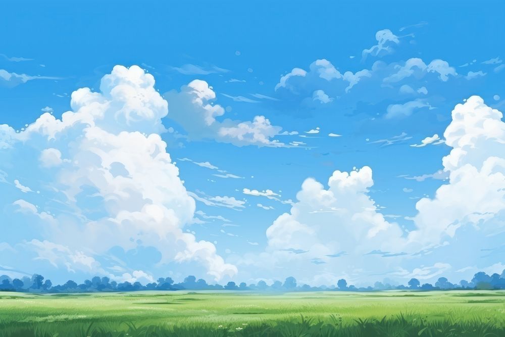 Cloud sky backgrounds landscape, digital paint illustration. 