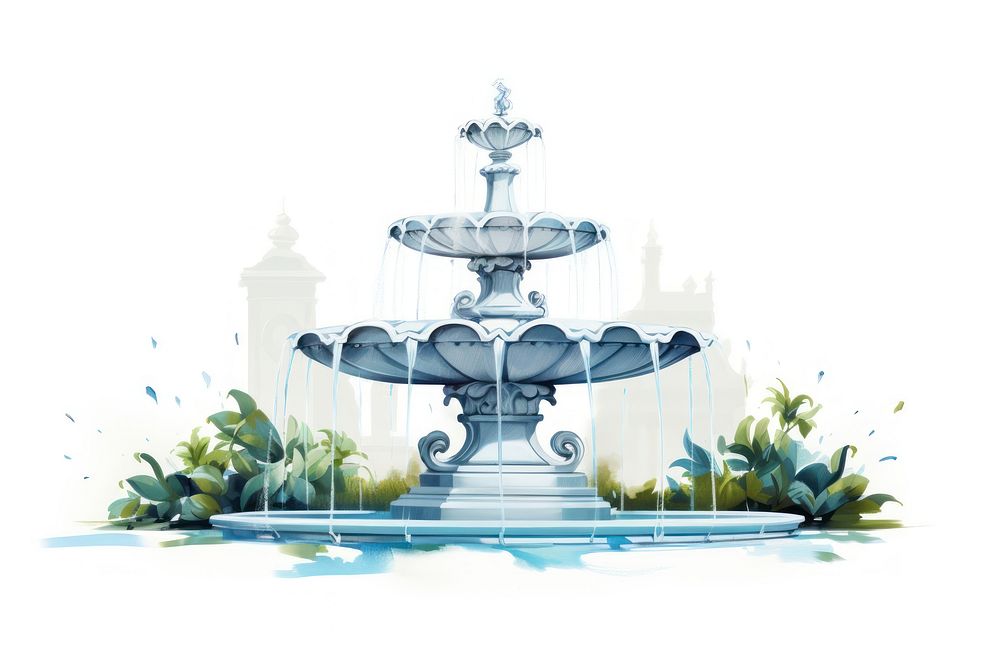 Fountain architecture plant creativity. AI generated Image by rawpixel.