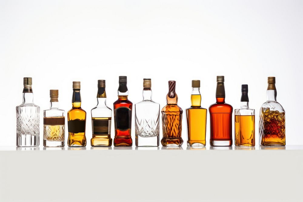 Bottle whisky drink white background. 