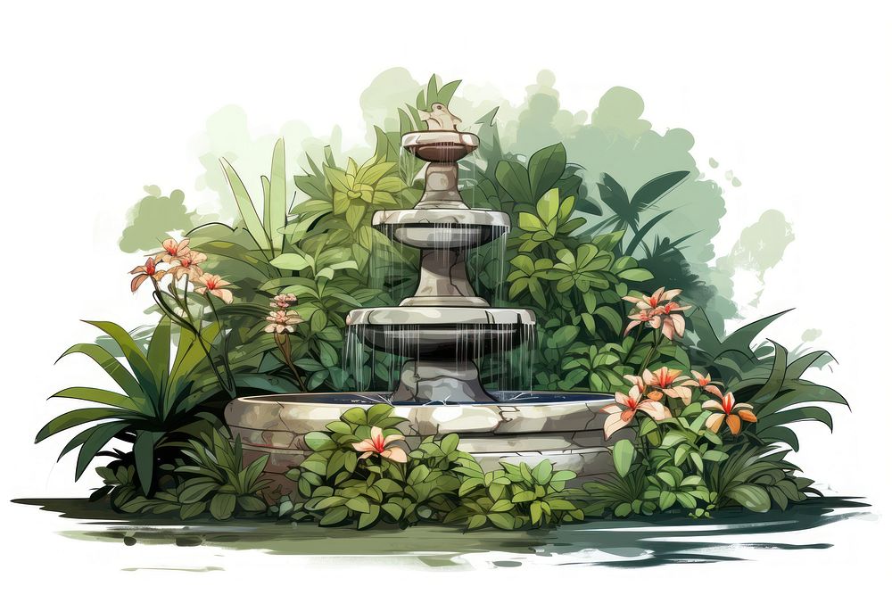 Fountain garden outdoors nature. AI generated Image by rawpixel.