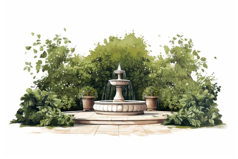 Fountain garden architecture outdoors. AI generated Image by rawpixel.