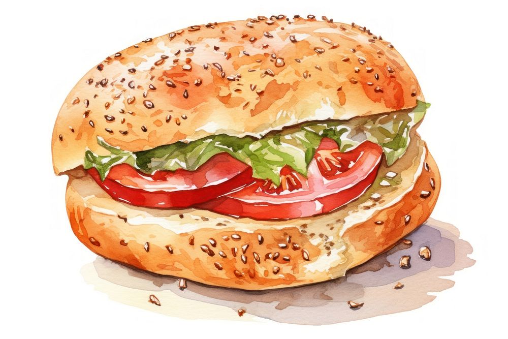 Bread bagel food hamburger. AI generated Image by rawpixel.
