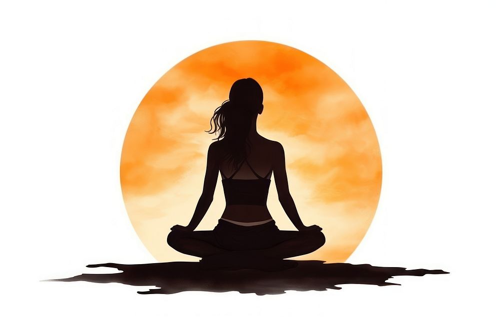 Yoga silhouette posture sunset. AI generated Image by rawpixel.