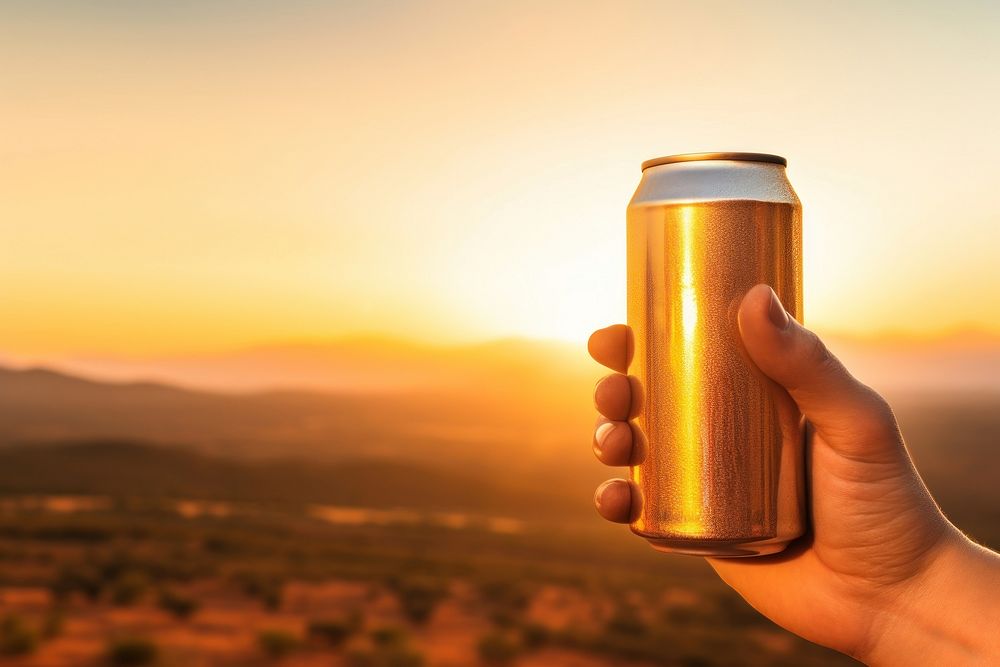 Beer sunset drink hand. AI generated Image by rawpixel.