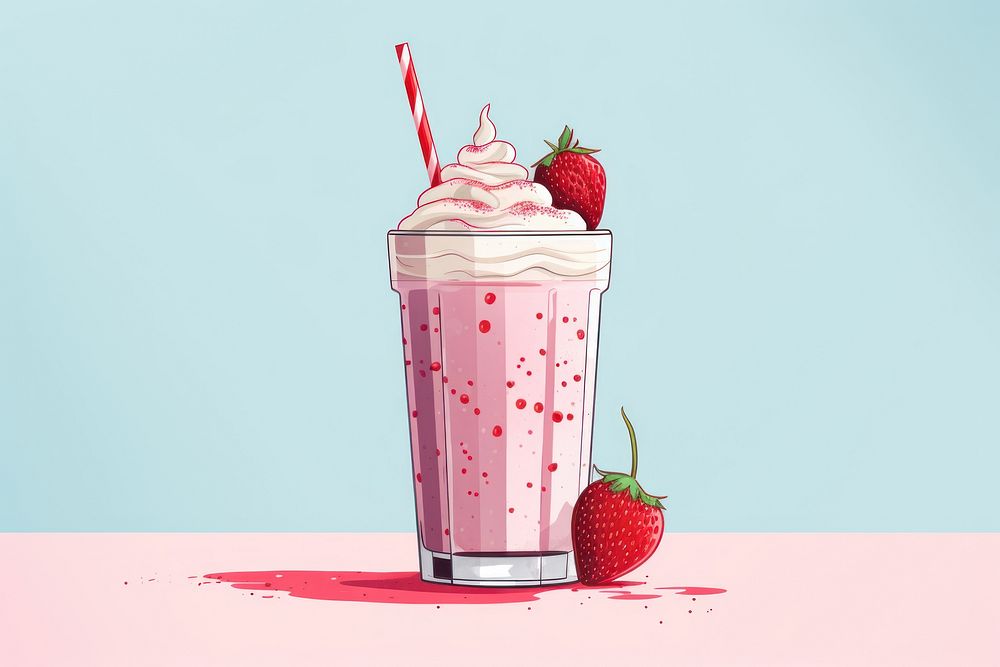 Milkshake strawberry smoothie dessert. AI generated Image by rawpixel.