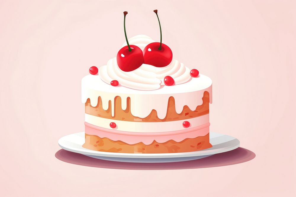 Cake dessert cream food, digital paint illustration. AI generated image
