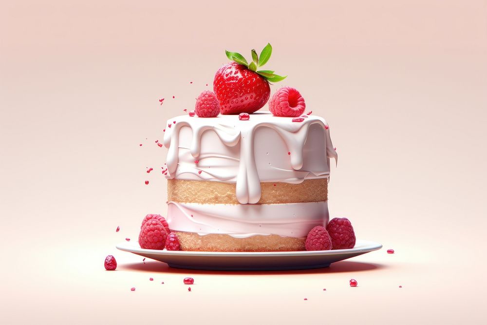 Cake strawberry raspberry dessert. AI generated Image by rawpixel.