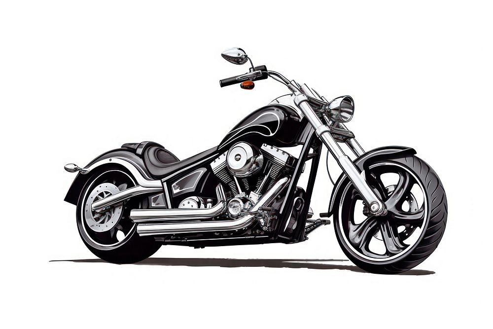 Motorcycle vehicle chopper drawing. 