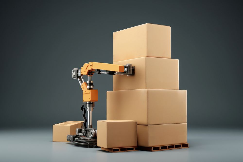 Cardboard robot box industry. AI generated Image by rawpixel.