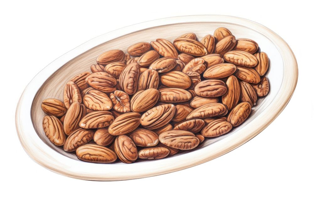 Food nut white background freshness, digital paint illustration. AI generated image