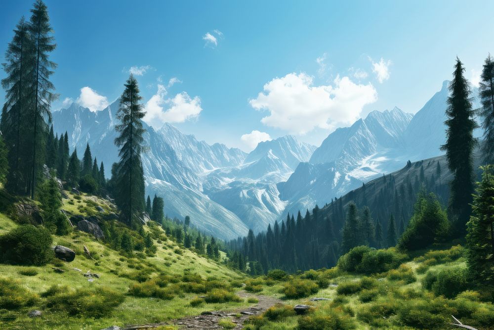 Mountain wilderness vegetation landscape. AI generated Image by rawpixel.