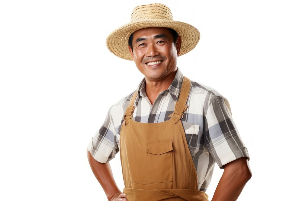 Farmer adult white background happiness. AI generated Image by rawpixel.